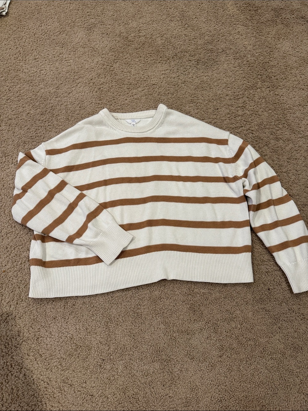 Time Tru Crewneck Sweater - Cream & Brown